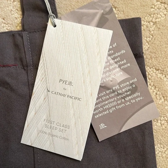 Cathay Pacific first class Amenity Travel, pajama and dining menu and drink list